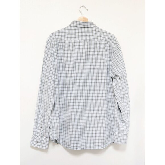 Men's Size XL Blue Green Thin Flannel Button Down Plaid Shirt BLACK & BROWN 1826 - Picture 2 of 6